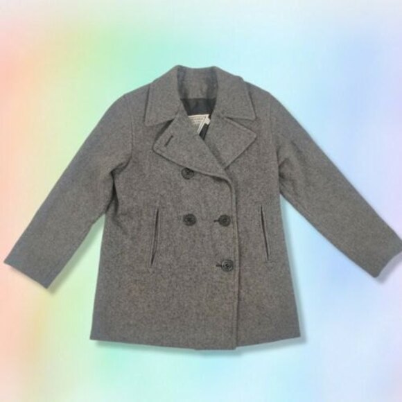 Vintage J Percy for Marvin Richards Wool Peacoat Grey Womens petite 8 - Picture 1 of 4